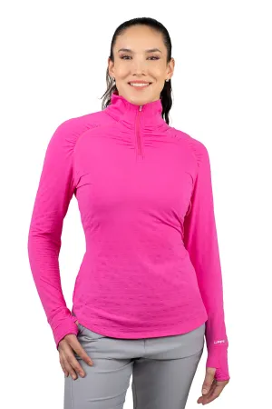 Women's Arabella Golf Quarter-Zip  |  Magnolia Pink Diamond Jacquard