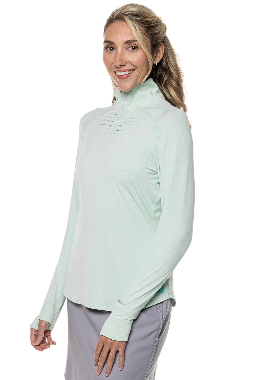 Women's Arabella Golf Quarter-Zip  |  Misty Aqua Diamond Jacquard