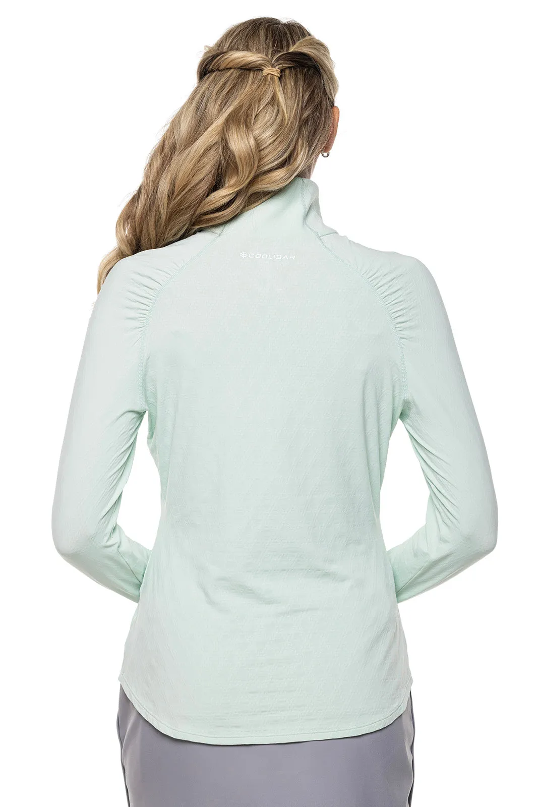 Women's Arabella Golf Quarter-Zip  |  Misty Aqua Diamond Jacquard