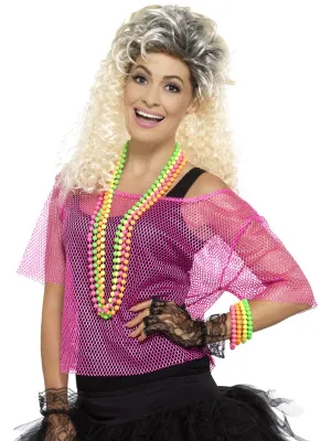 Womens Costume - Neon Pink Fishnet Top