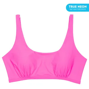 Women's Scoop Neck Bikini Top Plus Size | "Neon Pink"