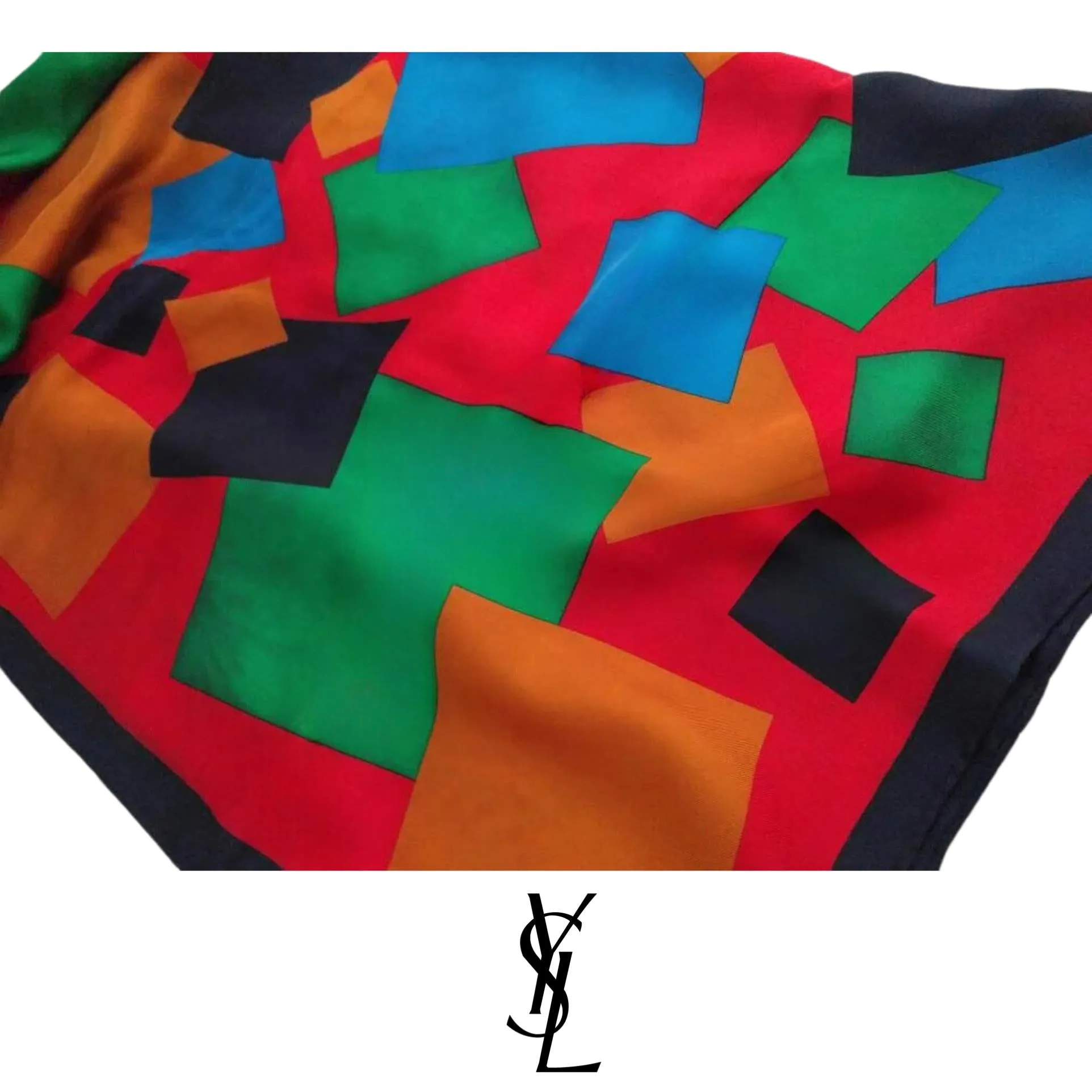 Yves St Laurent Silk Square Scarf, YSL Large Pure Silk Accessory, Fashionable Wrap & Gift Idea