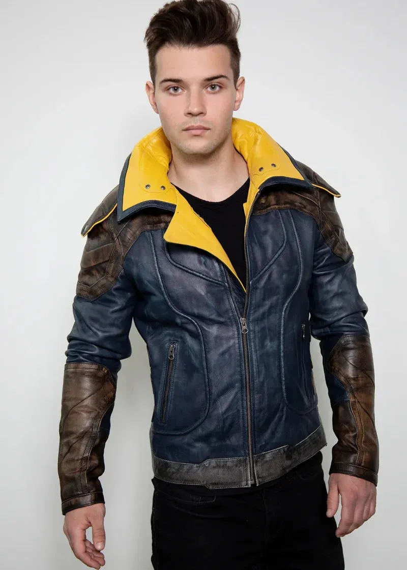 Zane Vault Hunter Borderlands Blue Leather Jacket