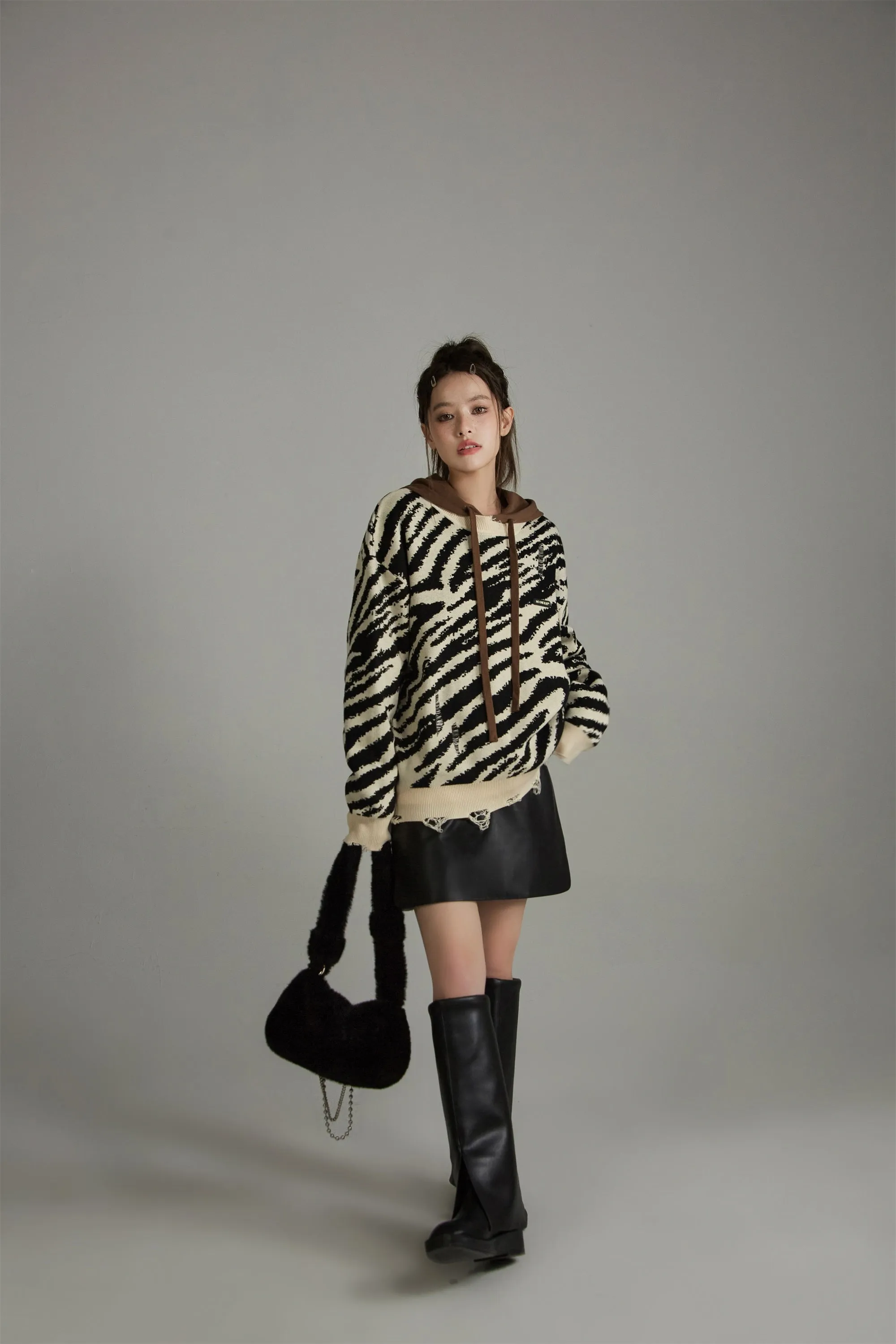 Zebra Slit Knit Top